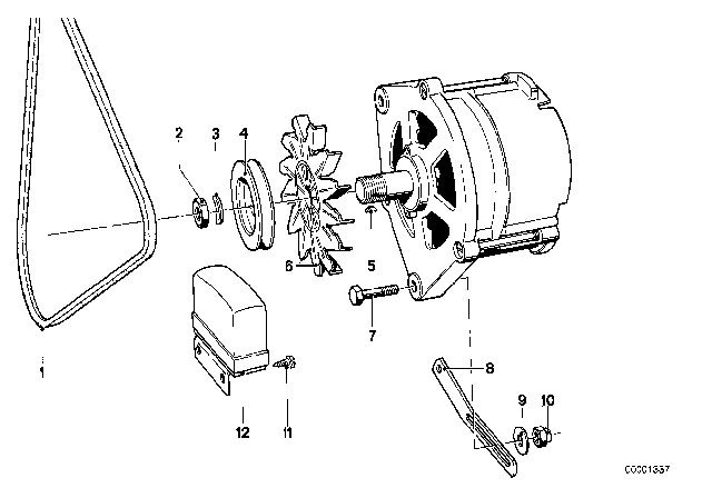 1975 BMW 530i Pulley Diagram for 12311357769