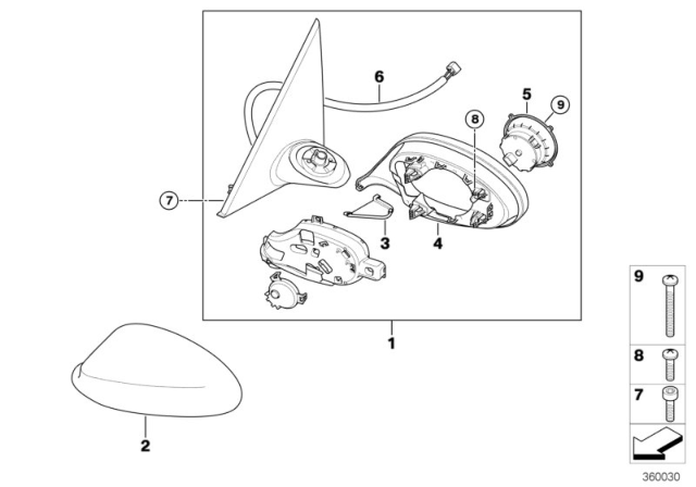 2011 BMW 328i Exterior Mirror Diagram