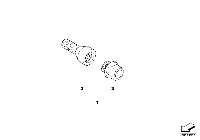 2009 BMW 328i xDrive Wheel Bolt Lock With Adaptor Diagram