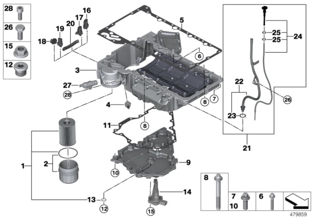 2019 BMW 750i Oil Pan Diagram for 11138643441