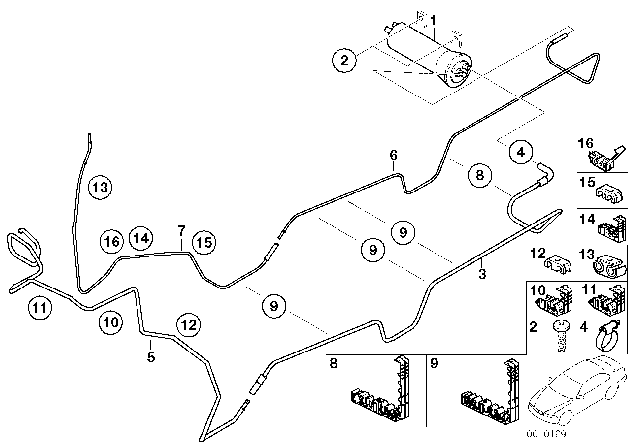 2001 BMW X5 Front Fuel Feed Line Diagram for 16121184441