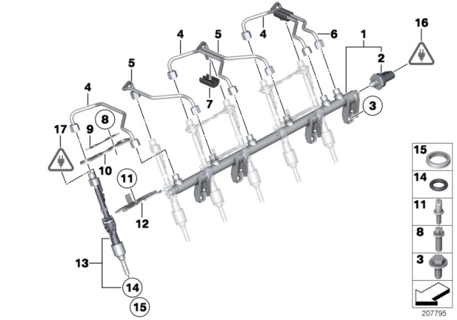 2013 BMW 135i High-Pressure Rail / Injector / Line Diagram 1