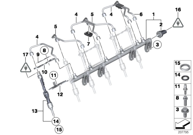 2012 BMW 135i High-Pressure Rail / Injector / Line Diagram 1