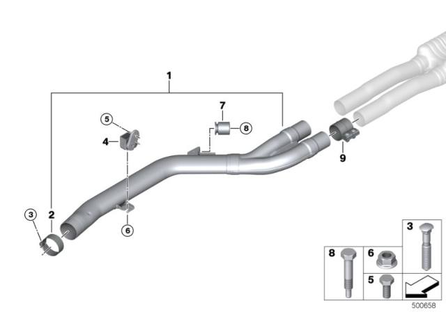 2020 BMW 840i xDrive Gran Coupe Front Pipe Diagram