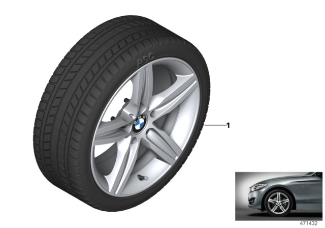 2016 BMW 228i xDrive Winter Wheel With Tire Star Spoke Diagram