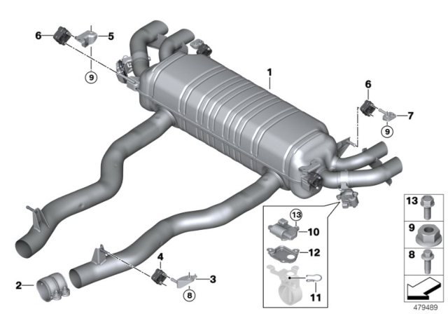 2018 BMW M760i xDrive Bracket For Rear Silencer, Left Diagram for 18308582063