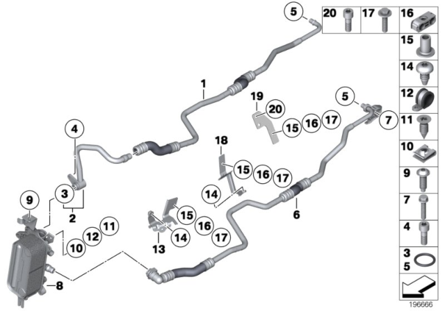 2011 BMW 528i Bracket, Oil Cooler Line Diagram for 17227601074