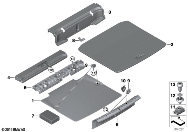 2020 BMW 228i xDrive Gran Coupe Trim Panel, Rear Trunk / Trunk Lid Diagram 1