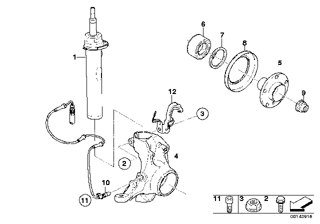 2008 BMW 535xi Front Right Spring Strut Diagram for 31316786518