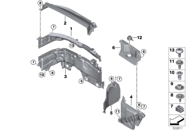 2020 BMW X1 Mounting Parts, Engine Compartment Diagram