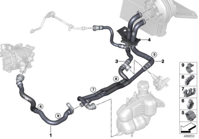 2020 BMW X2 Cooling Water Hoses Diagram