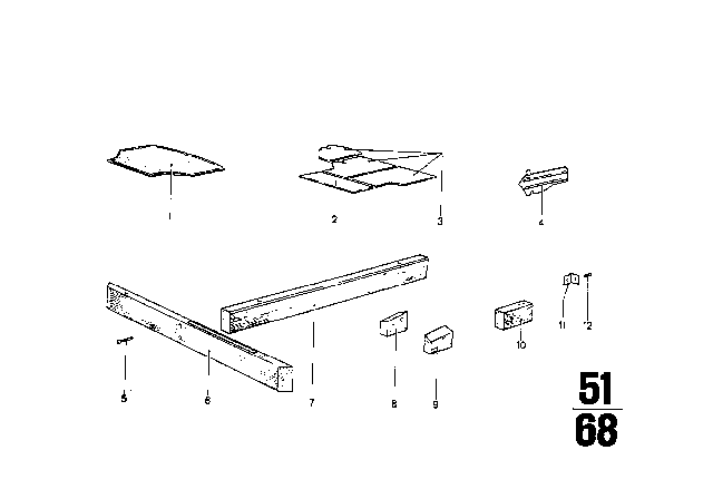 1971 BMW 2002tii Trim Panel, Rear Trunk / Trunk Lid Diagram