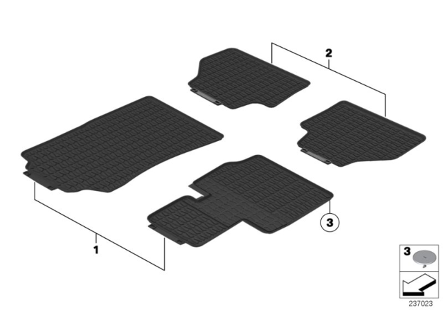 2014 BMW X3 Floor Mats Diagram