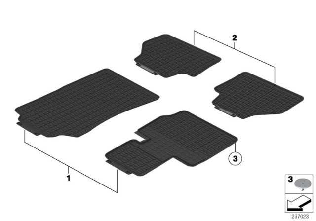 2017 BMW X3 Floor Mats Diagram