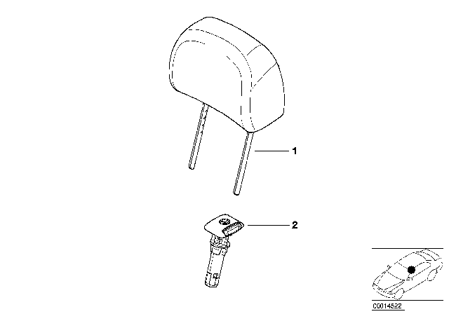 2005 BMW 325xi Seat, Front, Head Restraint Diagram 1