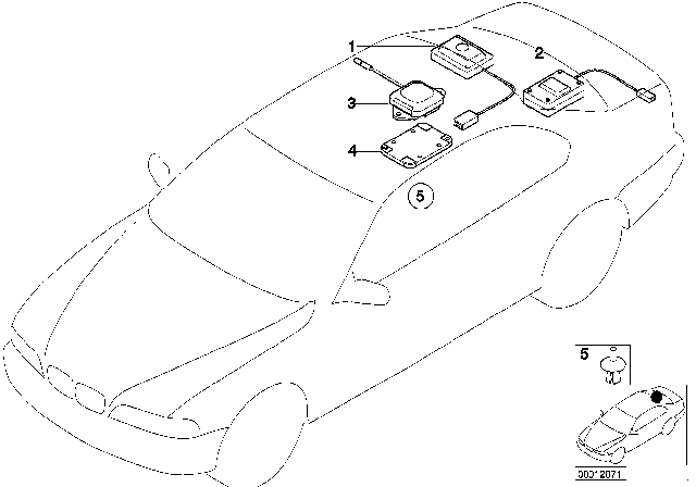 1998 BMW 740i Magnetic Field Probe / GPS Antenna Diagram