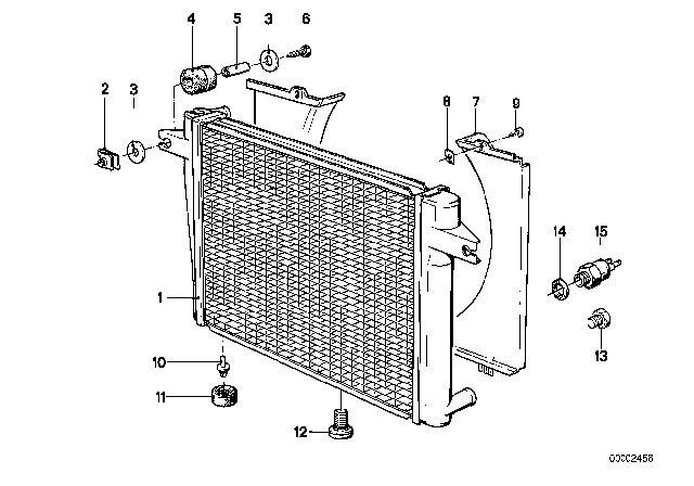 1986 BMW 528e Transmission Oil Cooler Radiator Diagram for 17111151848