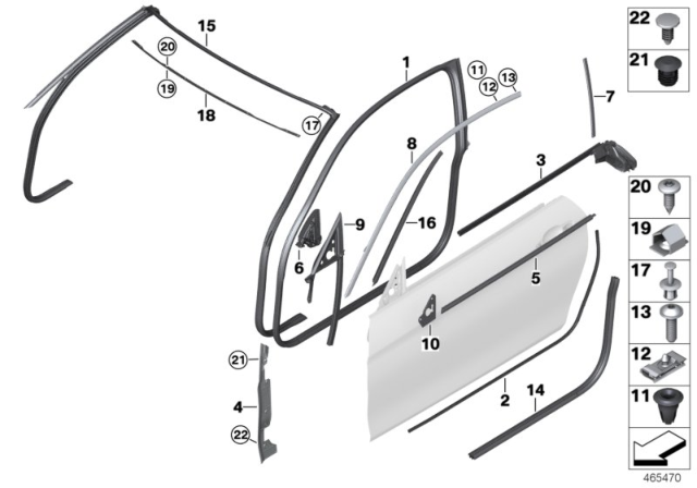 2020 BMW 440i Trims And Seals, Door Diagram