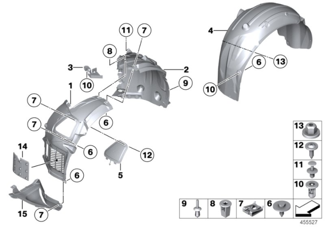 2015 BMW 535i xDrive Wheel Arch Trim Diagram