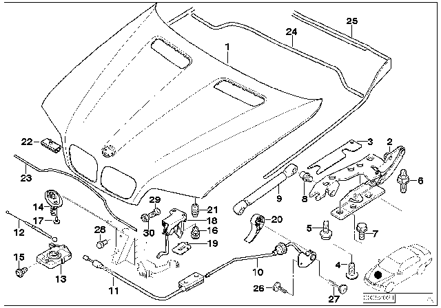 2003 BMW X5 Front Engine Hood Sealing Diagram for 51718243571