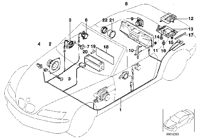 1998 BMW Z3 M Subwoofer, Hifi System Diagram for 65138389849