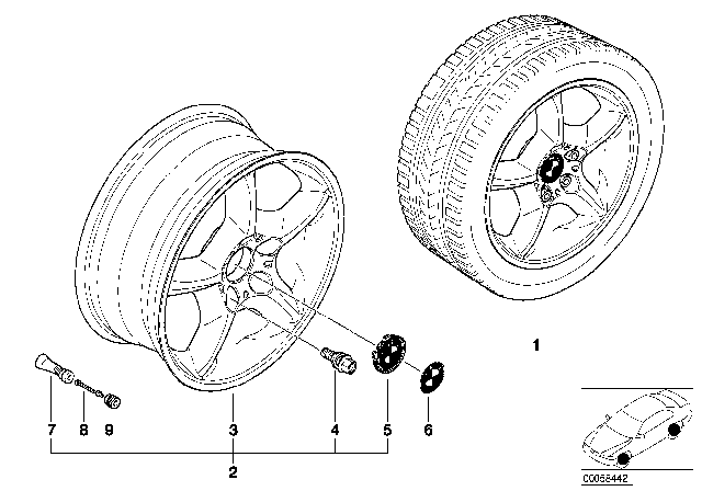 2006 BMW X5 BMW Light-Alloy Wheel, Star Spoke Diagram 1