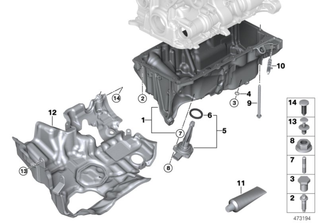 2019 BMW 530i xDrive Oil Pan / Oil Level Indicator Diagram