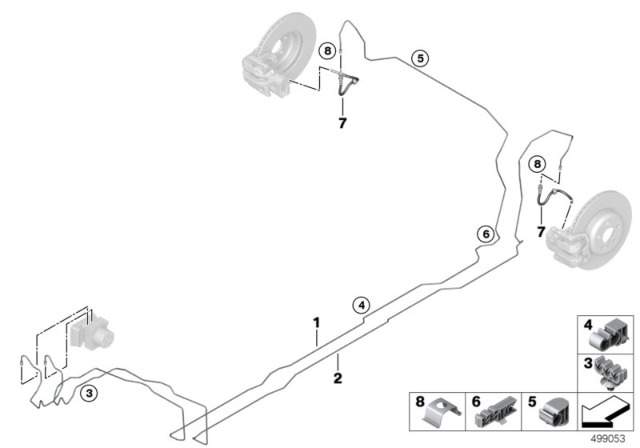 2019 BMW 330i xDrive BRAKE HOSE REAR Diagram for 34306879284