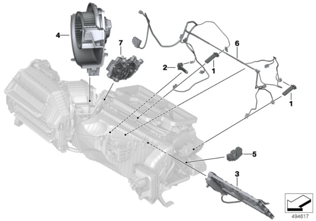 2018 BMW X3 Electrical Parts, Heating & A/C Unit Diagram