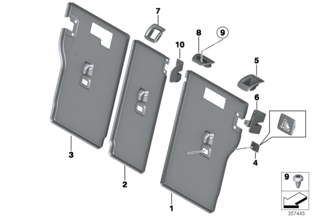 2017 BMW 330i xDrive Seat, Rear, Seat Trims Diagram