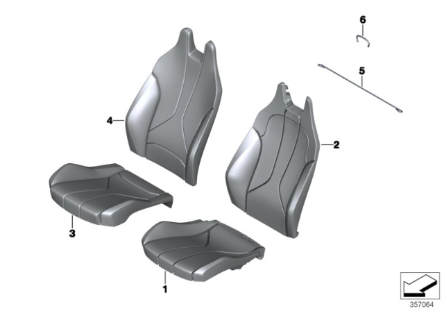 2016 BMW i8 Right Cloth/Leather Backrest Cover Diagram for 52107368516