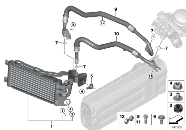 2008 BMW 335i Engine Oil Cooler / Oil Cooler Line Diagram