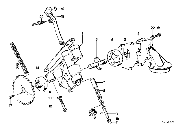 1980 BMW 320i Lubrication System / Oil Pump With Drive Diagram 1