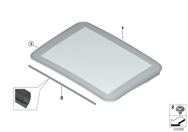 2020 BMW M340i xDrive SPLASH GUARD GLASS LID Diagram for 54105A0E5A3