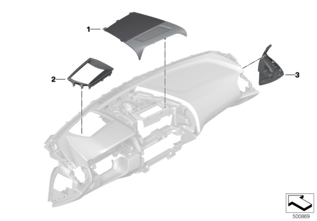 2020 BMW M850i xDrive Individual Dashboard, Mounting Parts Diagram