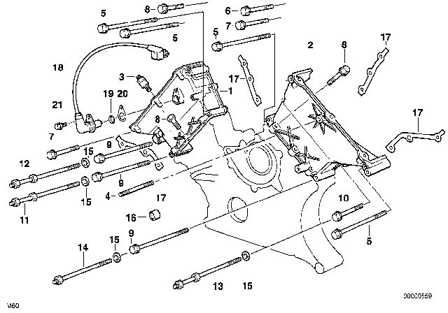 1994 BMW 540i Timing Case Diagram 2