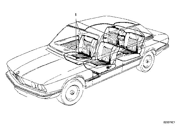 1980 BMW 528i Seat Cover-Running Meter Front / Rear Diagram 2