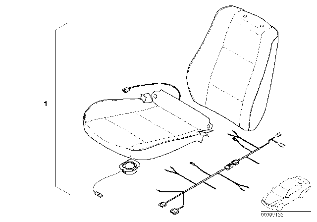 2004 BMW Z4 Active Seat Ventilation Retrofit Kit Diagram for 82300142076