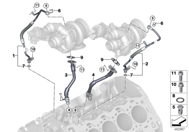 2020 BMW M8 Oil Supply, Turbocharger Diagram