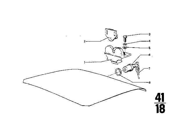 1973 BMW 3.0CS Catch Key Diagram for 51241815116