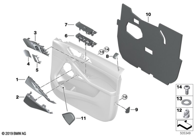 2020 BMW X6 Mounting Parts, Door Trim Panel Diagram 1