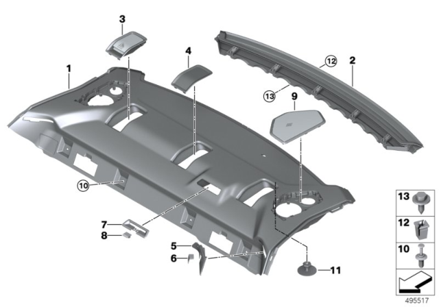 2020 BMW M340i xDrive Rear Window Shelf Diagram