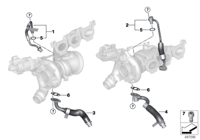 2020 BMW X3 M Oil Supply, Turbocharger Diagram