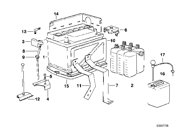 1992 BMW 735i Battery Holder Diagram for 61211370816