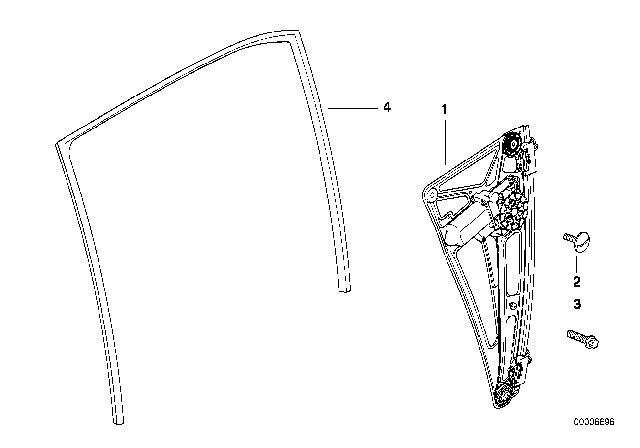 2000 BMW 740i Rear Left Window Regulator Diagram for 51358229205