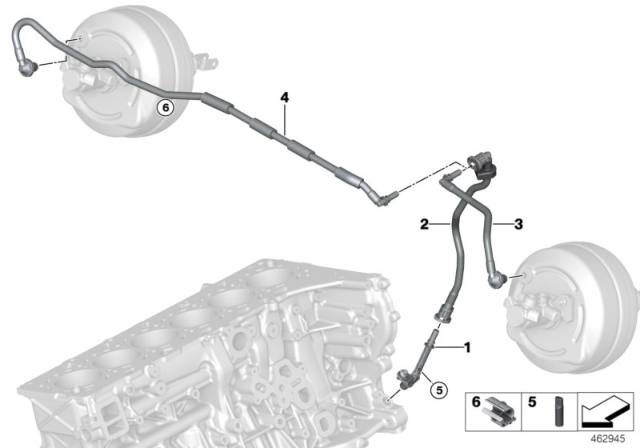 2020 BMW 440i xDrive Vacuum Line, Brake Servo Diagram