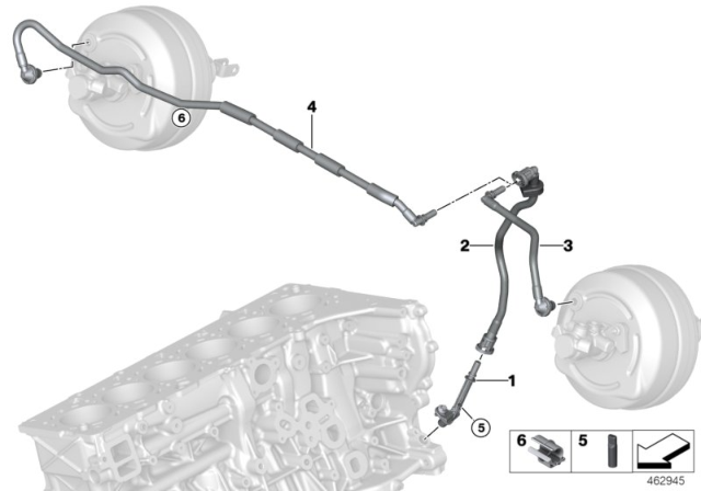 2018 BMW 340i GT xDrive Vacuum Line, Brake Servo Diagram