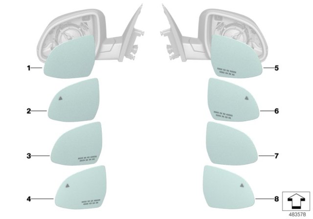 2020 BMW X5 Mirror Glass Diagram