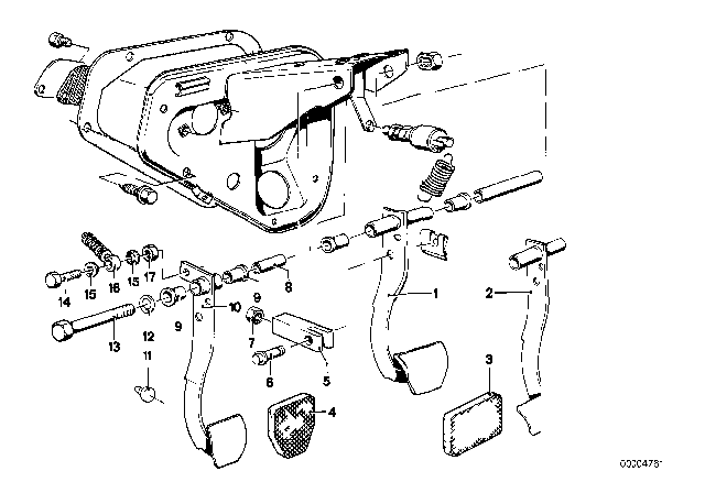 1983 BMW 633CSi Clutch Pedal Diagram for 35311150616