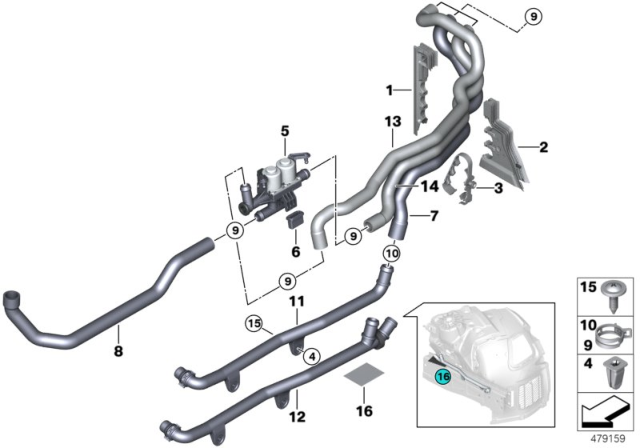 2010 BMW 528i Cooling Water Hoses Diagram